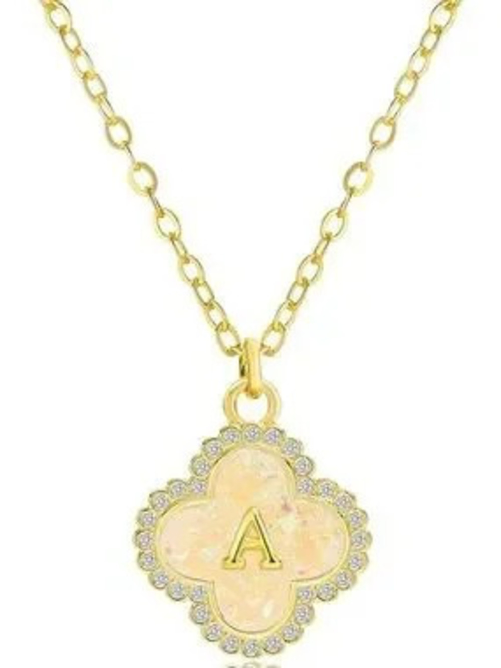 Anthropologie Gold Floral Initial Necklace - K